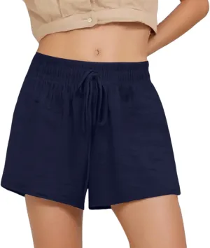 Women Plus Size Summer Shorts Drawstring High Waisted Casual Shorts Pull on Baggy Short Lounge Pants with Pockets
