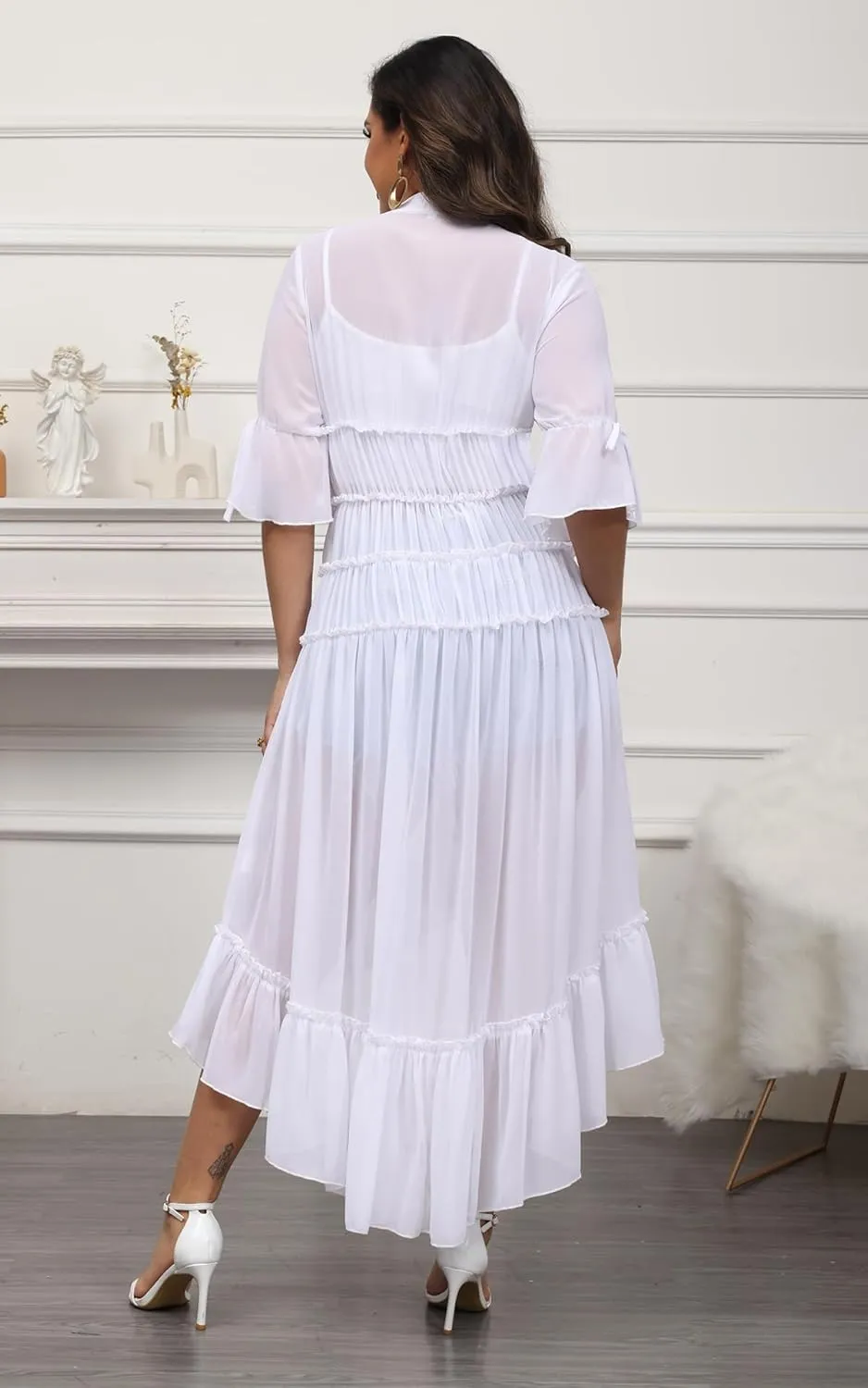 Women Summer Flowy Button Down Maxi Shirt Dress Sexy Swimsuit Beach Coverup Long Kimono Cardigan