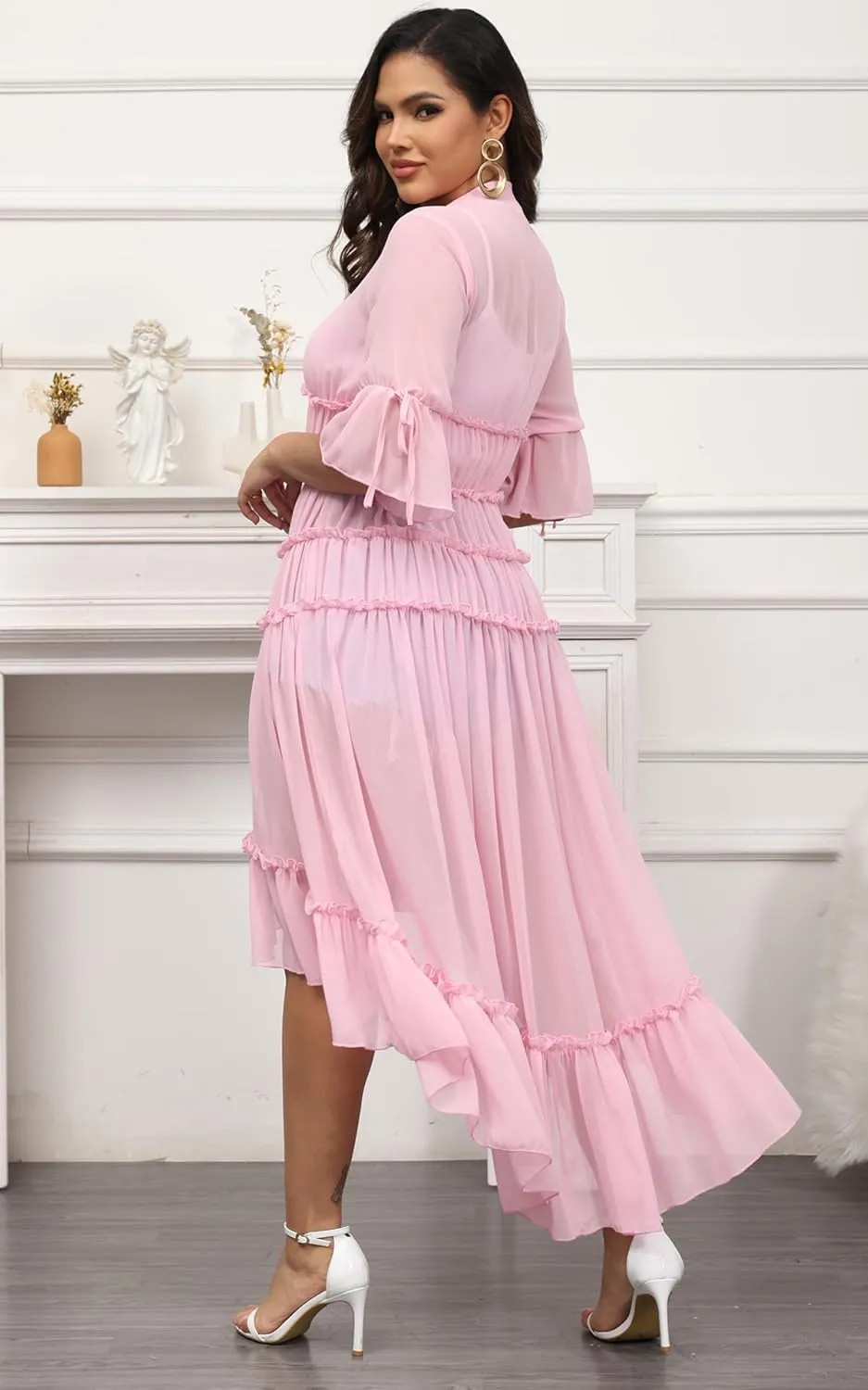 Women Summer Flowy Button Down Maxi Shirt Dress Sexy Swimsuit Beach Coverup Long Kimono Cardigan