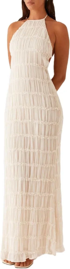 Women Y2k Backless Long Dress Halter Tie Neck Maxi Dress Flowy Beach Sundress Summer Streetwear