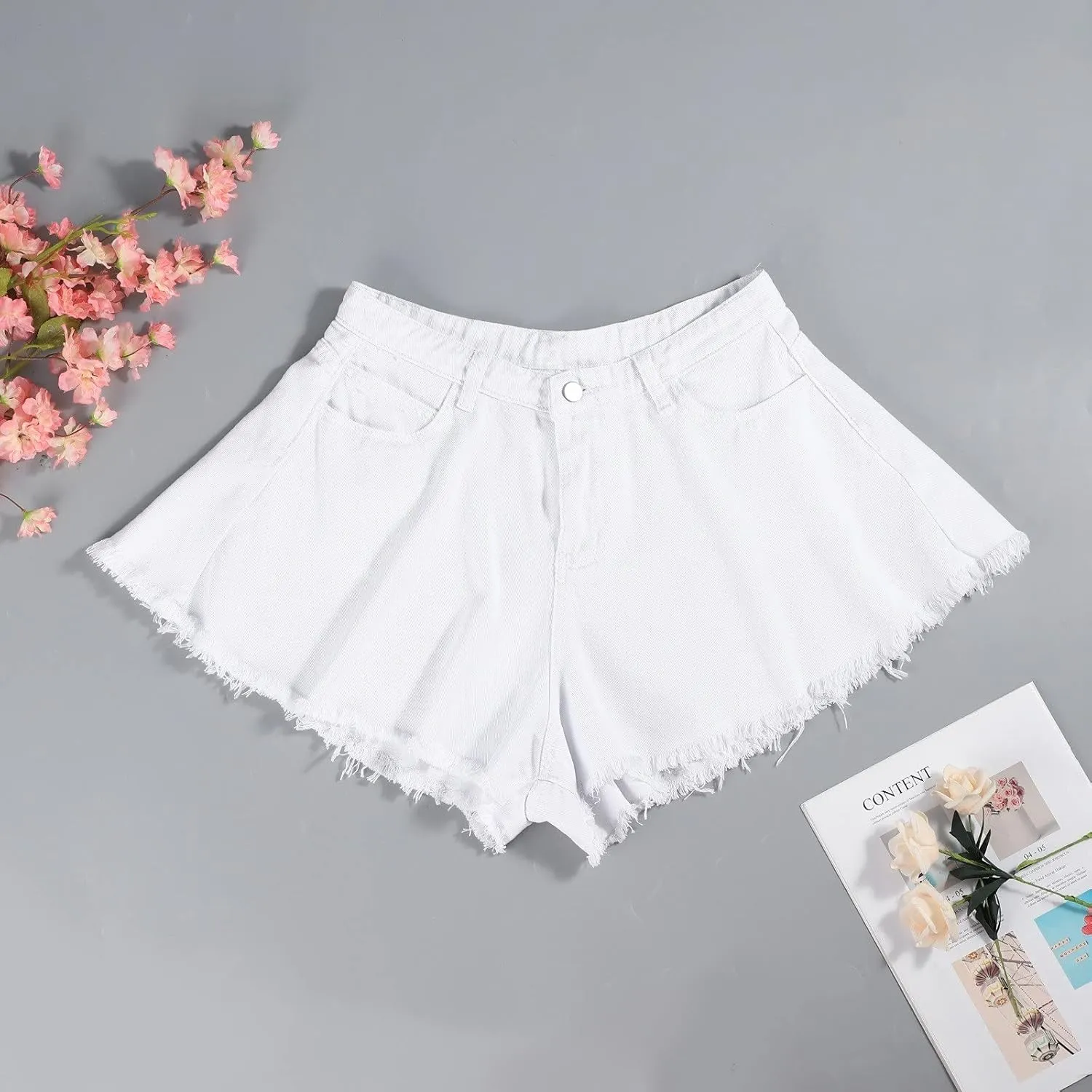 Womens Jean Shorts Wide Leg High Waisted Denim Shorts Frayed Raw Hem Ripped Jeans Stretchy Y2k Summer Hot Short Pants