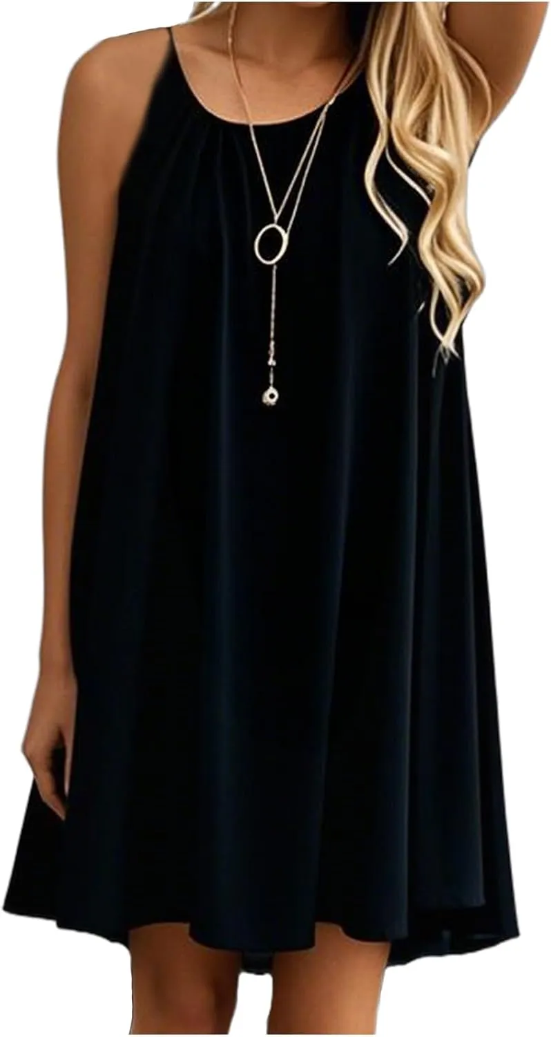 Women's Summer Casual Sundress Chiffon Sleeveless Tank Dress Beach Cover up