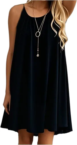 Women's Summer Casual Sundress Chiffon Sleeveless Tank Dress Beach Cover up