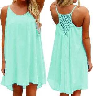 Women's Summer Casual Sundress Chiffon Sleeveless Tank Dress Beach Cover up