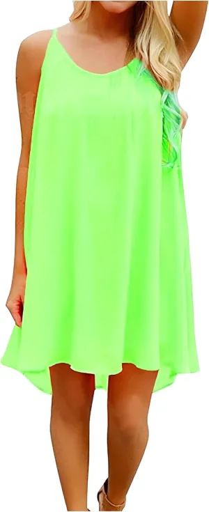 Women's Summer Casual Sundress Chiffon Sleeveless Tank Dress Beach Cover up