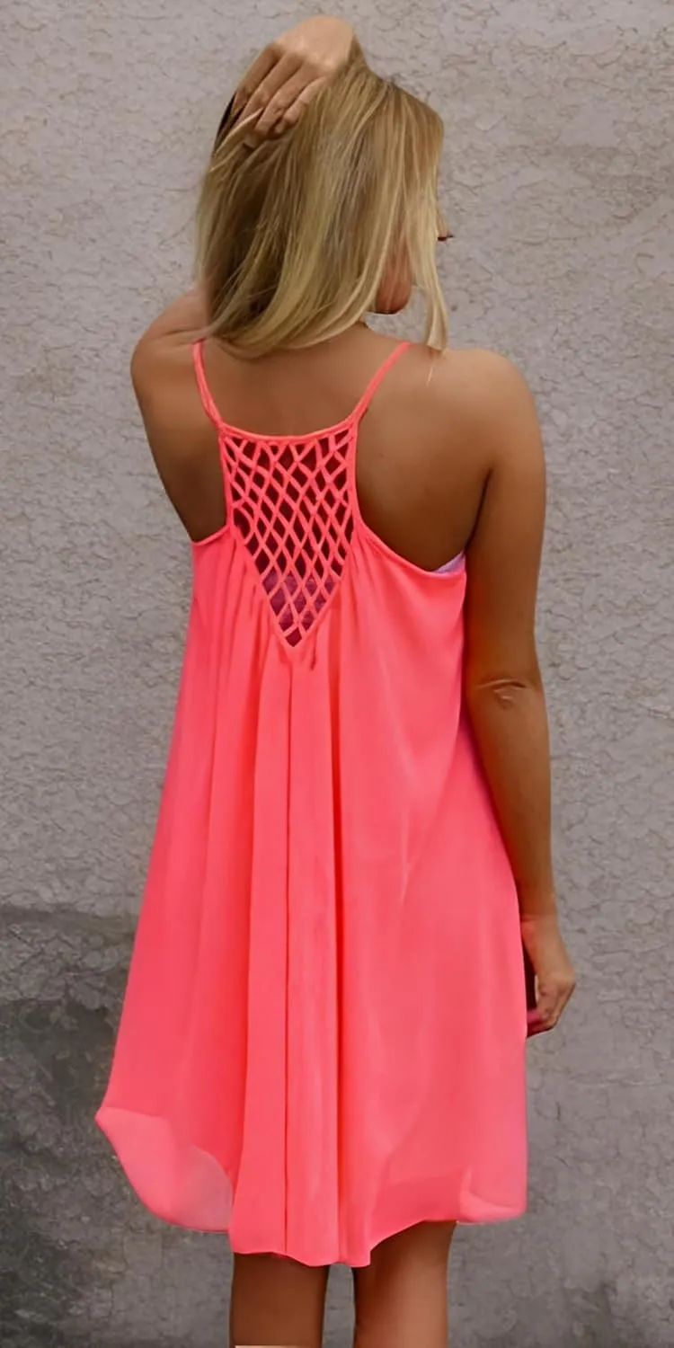 Women's Summer Casual Sundress Chiffon Sleeveless Tank Dress Beach Cover up