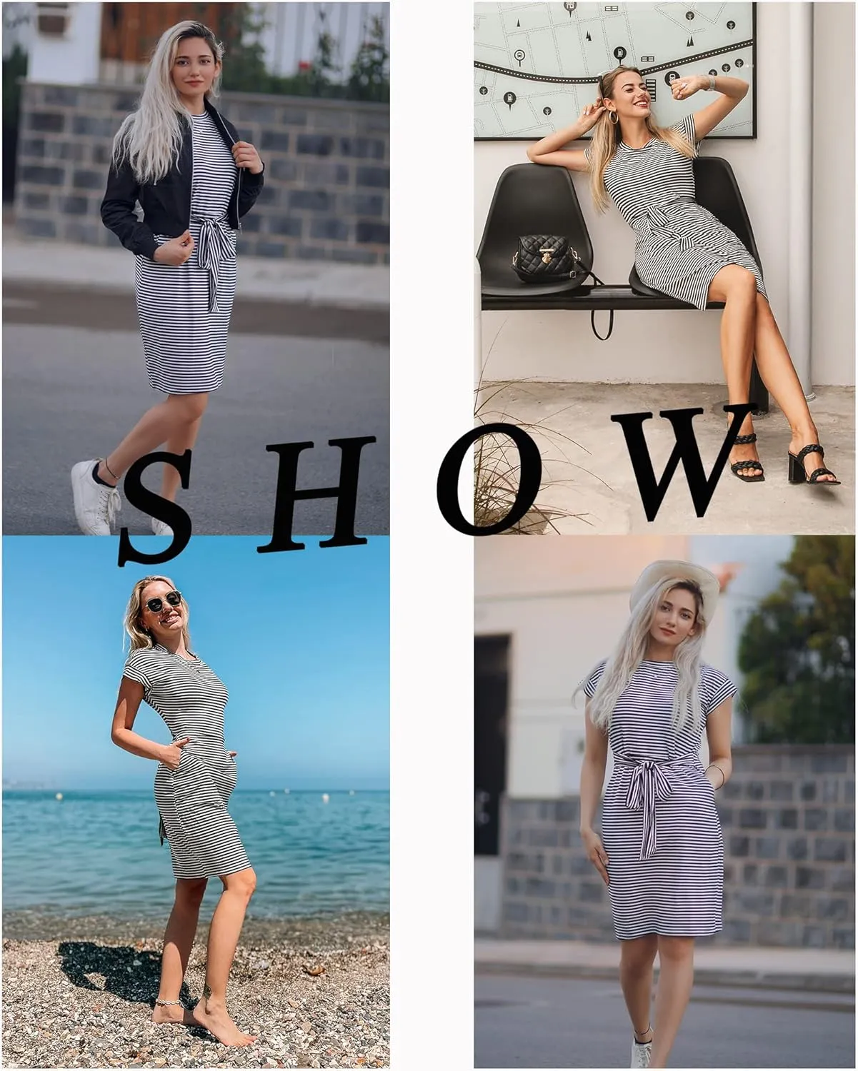Women's Summer Casual T Shirt Dresses Tie Waist Business Causal Outfits