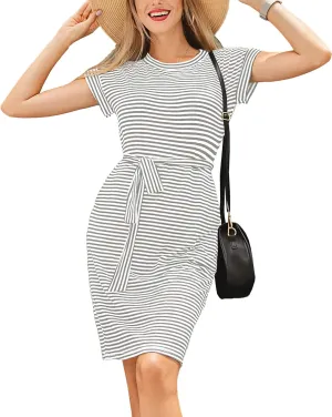 Women's Summer Casual T Shirt Dresses Tie Waist Business Causal Outfits