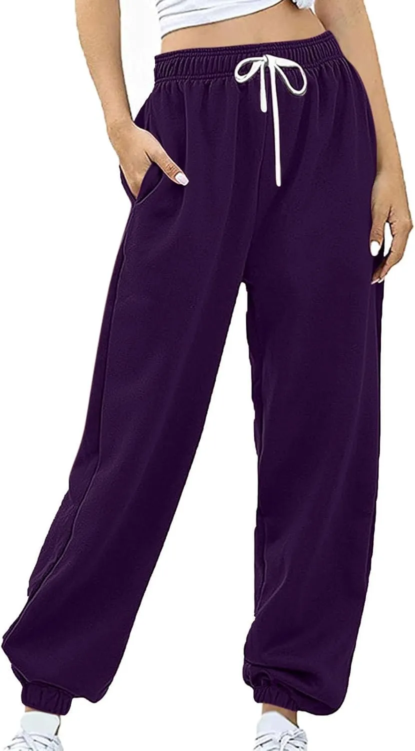 Womens Sweatpants 2024,High Waisted Baggy Sweatpants Joggers Sport Active Workout Jogger Pants with Pockets Trousers