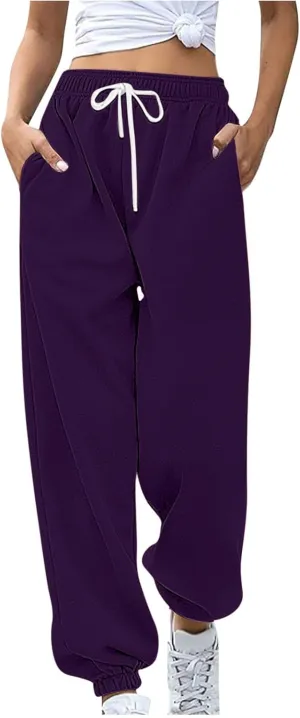 Womens Sweatpants 2024,High Waisted Baggy Sweatpants Joggers Sport Active Workout Jogger Pants with Pockets Trousers