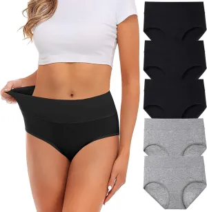 Womens Underwear,Cotton Mid Waist No Muffin Top Full Coverage Brief Ladies Panties Lingerie Undergarments for Women Multipack