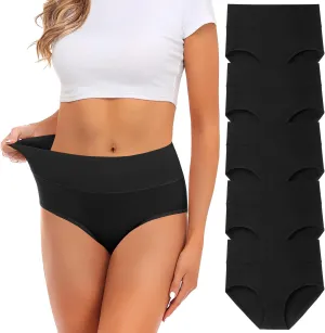 Womens Underwear,Cotton Mid Waist No Muffin Top Full Coverage Brief Ladies Panties Lingerie Undergarments for Women Multipack