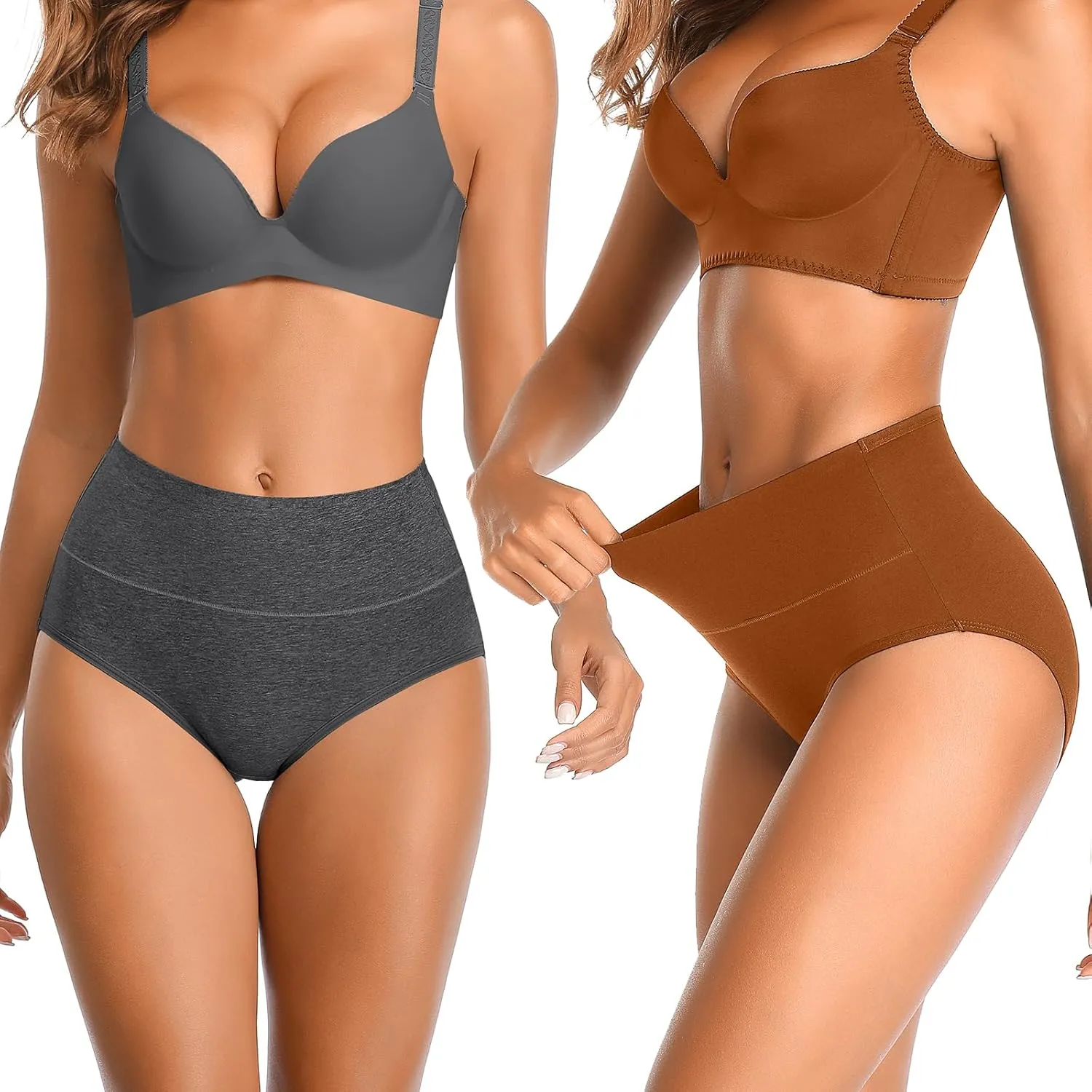 Womens Underwear,Cotton Mid Waist No Muffin Top Full Coverage Brief Ladies Panties Lingerie Undergarments for Women Multipack