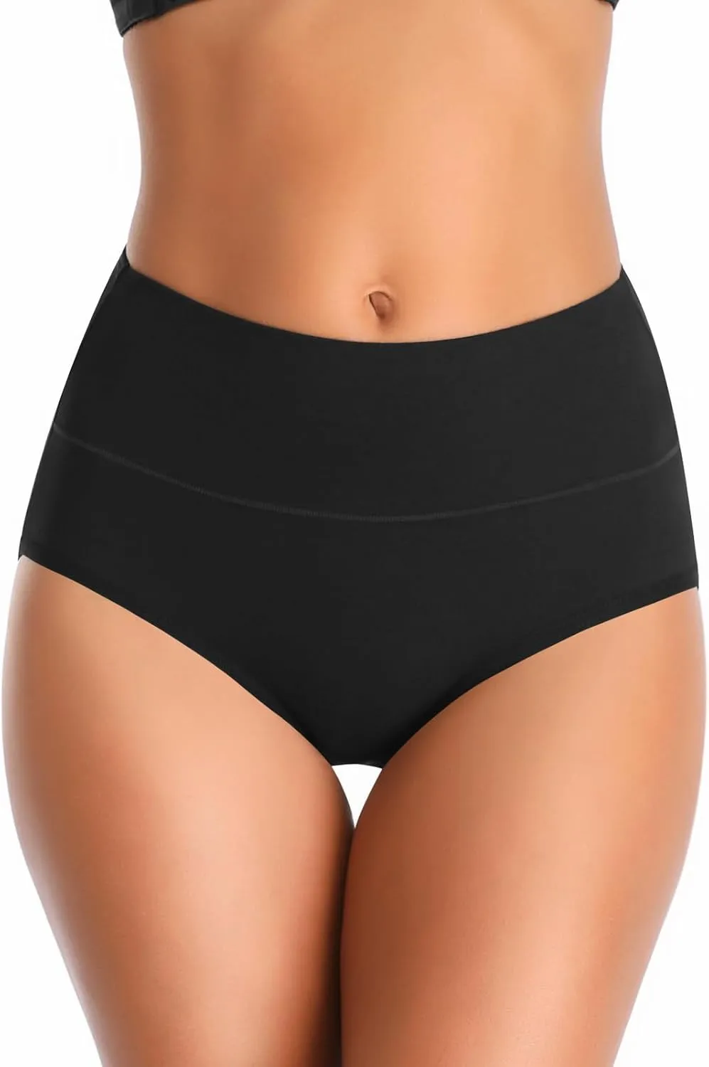 Womens Underwear,Cotton Mid Waist No Muffin Top Full Coverage Brief Ladies Panties Lingerie Undergarments for Women Multipack