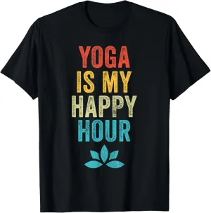 Yoga Is My Happy Hour Meme Vintage Funny Yoga Saying T-Shirt