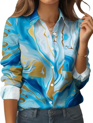 Zeagoo Womens Button Down Shirt Long Sleeve Blouse Business Work Tops Dressy Casual Floral Printed Outfits with Pocket