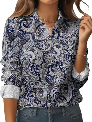 Zeagoo Womens Button Down Shirt Long Sleeve Blouse Business Work Tops Dressy Casual Floral Printed Outfits with Pocket
