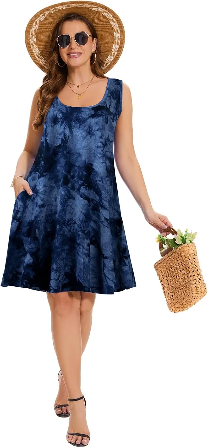 ZENNILO Plus Size Tshirt Dress for Women Casual Summer Dresses Crew Neck Beach Cover Up Sundress with Pockets