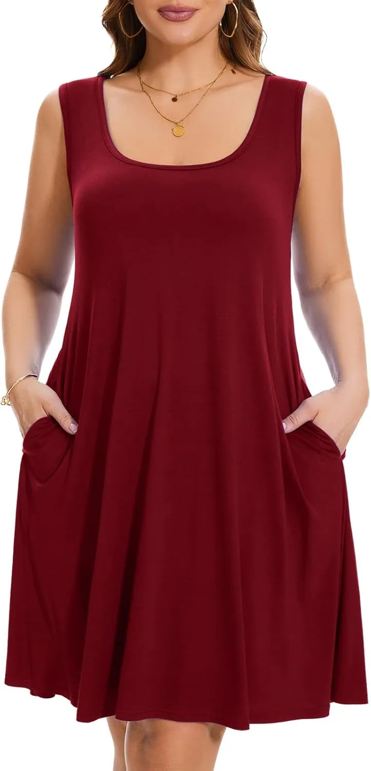 ZENNILO Plus Size Tshirt Dress for Women Casual Summer Dresses Crew Neck Beach Cover Up Sundress with Pockets