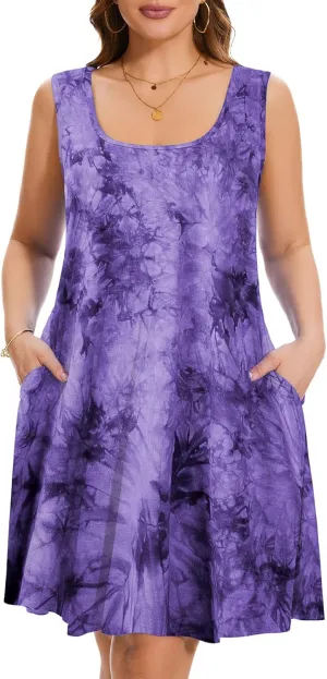 ZENNILO Plus Size Tshirt Dress for Women Casual Summer Dresses Crew Neck Beach Cover Up Sundress with Pockets
