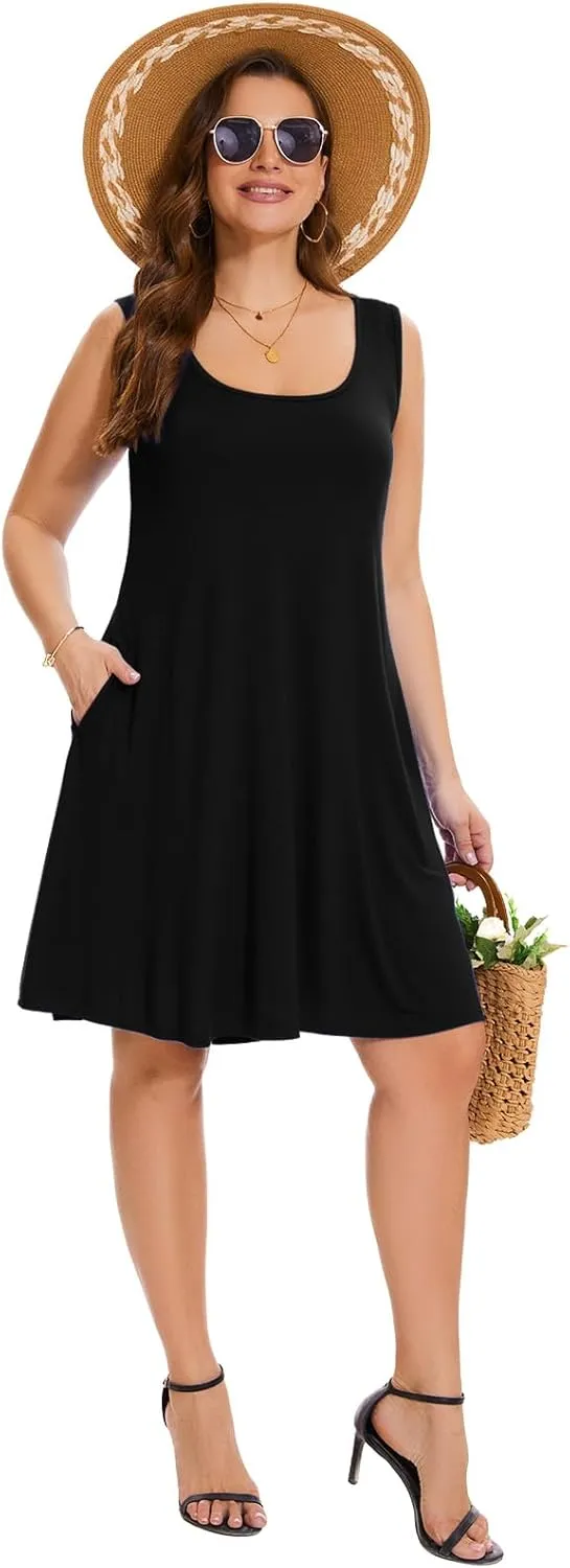 ZENNILO Plus Size Tshirt Dress for Women Casual Summer Dresses Crew Neck Beach Cover Up Sundress with Pockets