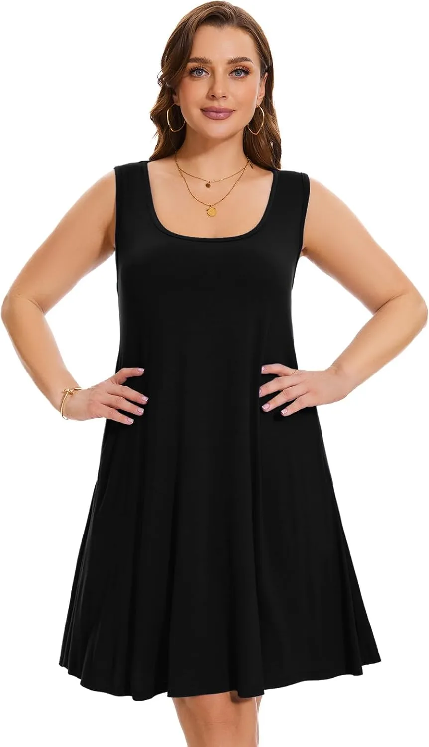 ZENNILO Plus Size Tshirt Dress for Women Casual Summer Dresses Crew Neck Beach Cover Up Sundress with Pockets
