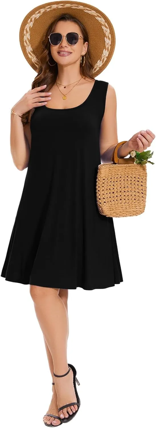 ZENNILO Plus Size Tshirt Dress for Women Casual Summer Dresses Crew Neck Beach Cover Up Sundress with Pockets