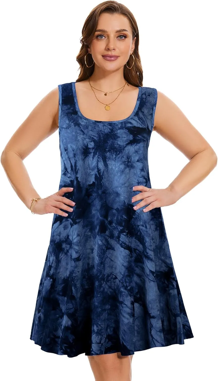ZENNILO Plus Size Tshirt Dress for Women Casual Summer Dresses Crew Neck Beach Cover Up Sundress with Pockets