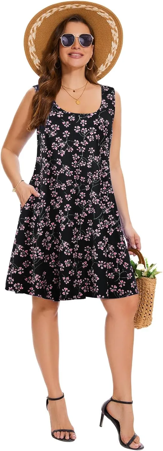 ZENNILO Plus Size Tshirt Dress for Women Casual Summer Dresses Crew Neck Beach Cover Up Sundress with Pockets