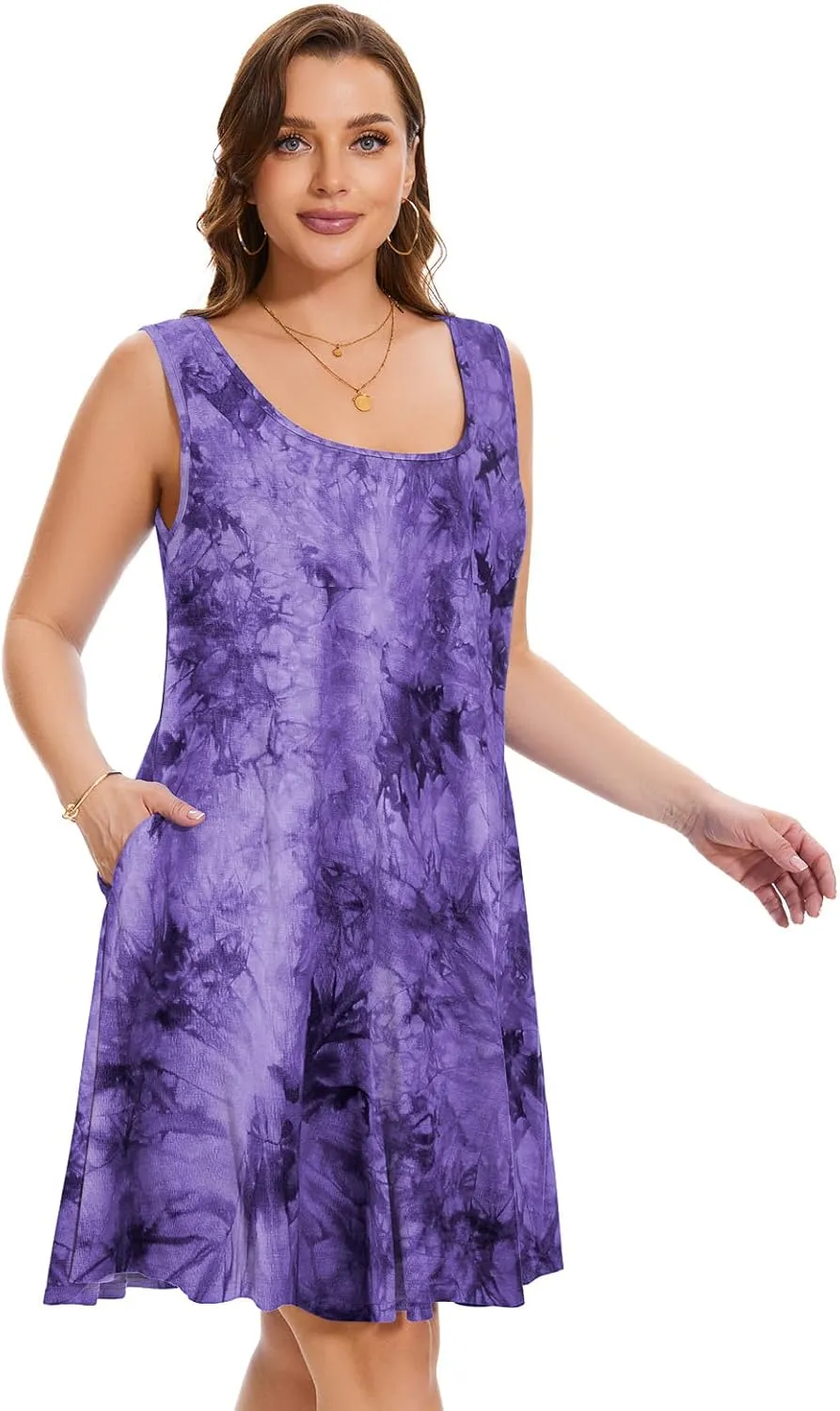 ZENNILO Plus Size Tshirt Dress for Women Casual Summer Dresses Crew Neck Beach Cover Up Sundress with Pockets