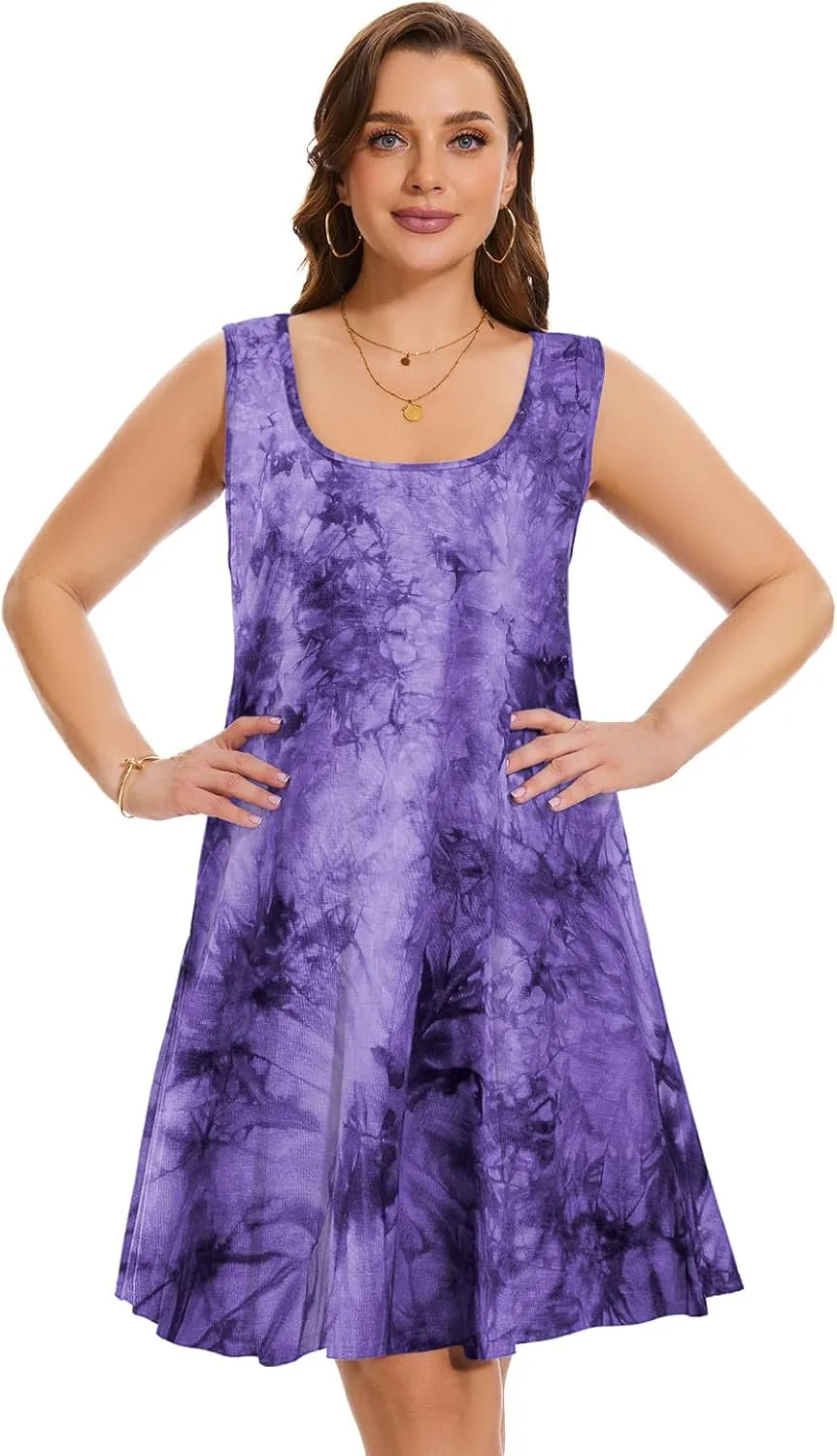 ZENNILO Plus Size Tshirt Dress for Women Casual Summer Dresses Crew Neck Beach Cover Up Sundress with Pockets