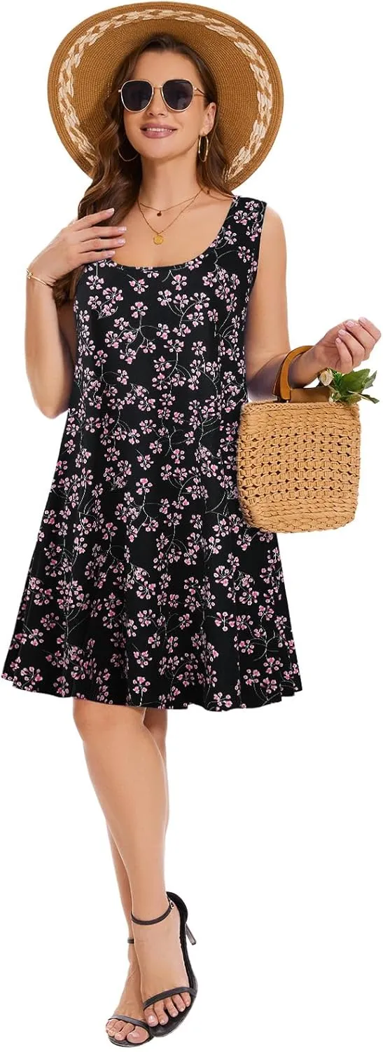 ZENNILO Plus Size Tshirt Dress for Women Casual Summer Dresses Crew Neck Beach Cover Up Sundress with Pockets