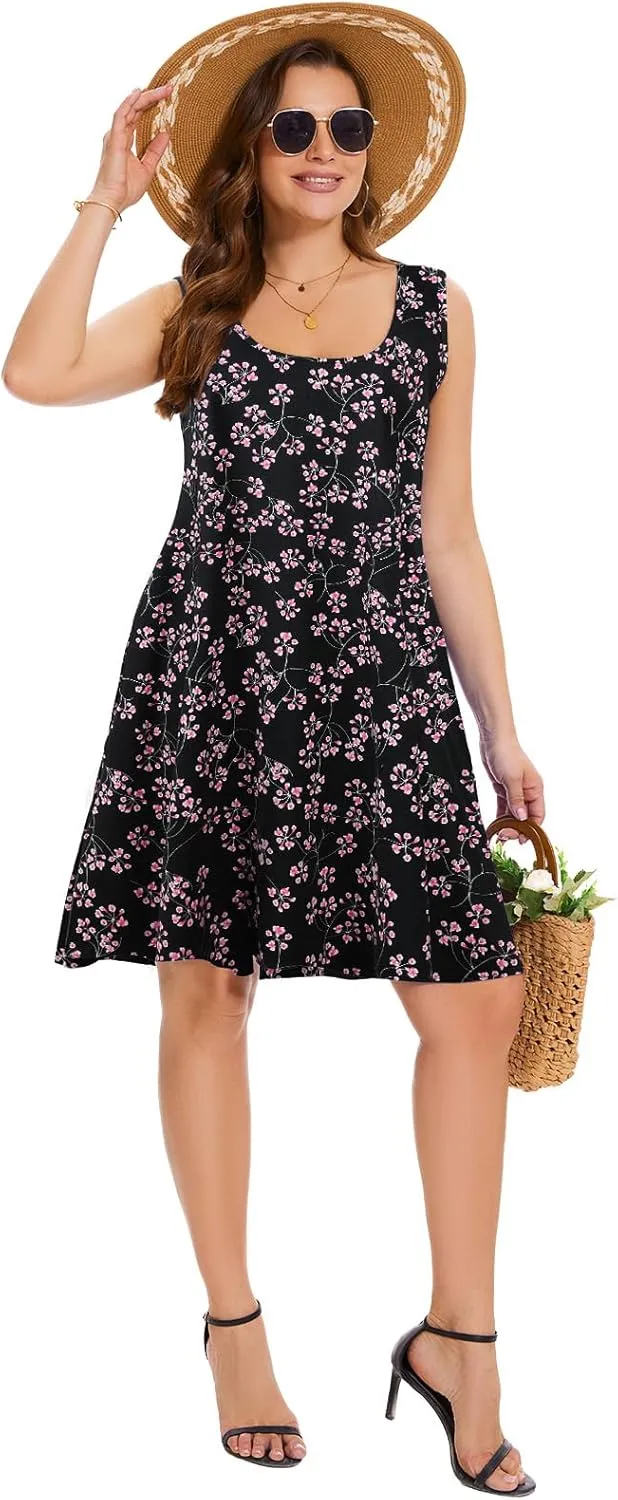 ZENNILO Plus Size Tshirt Dress for Women Casual Summer Dresses Crew Neck Beach Cover Up Sundress with Pockets