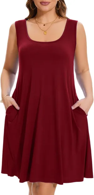 ZENNILO Plus Size Tshirt Dress for Women Casual Summer Dresses Crew Neck Beach Cover Up Sundress with Pockets