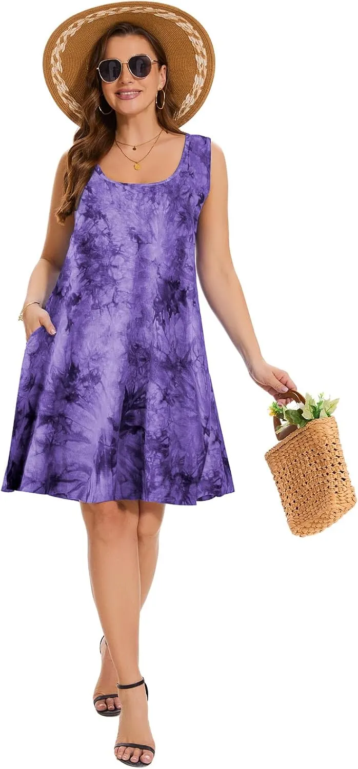 ZENNILO Plus Size Tshirt Dress for Women Casual Summer Dresses Crew Neck Beach Cover Up Sundress with Pockets