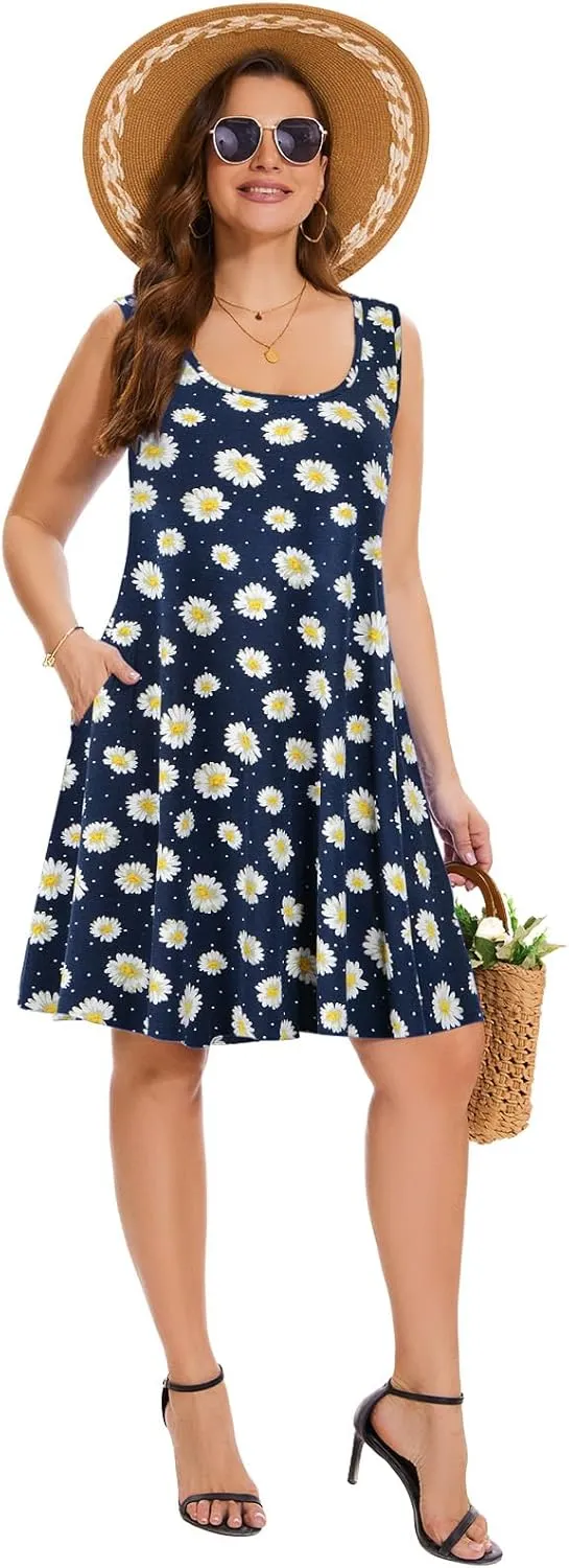 ZENNILO Plus Size Tshirt Dress for Women Casual Summer Dresses Crew Neck Beach Cover Up Sundress with Pockets