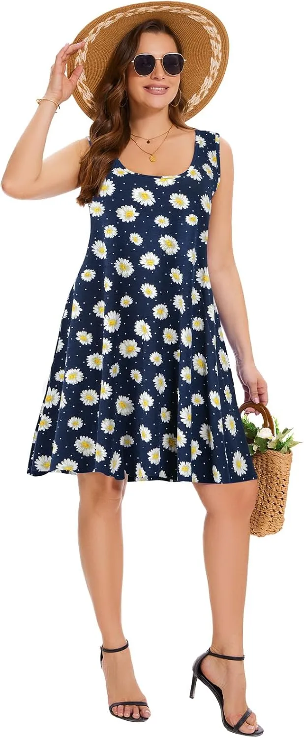 ZENNILO Plus Size Tshirt Dress for Women Casual Summer Dresses Crew Neck Beach Cover Up Sundress with Pockets