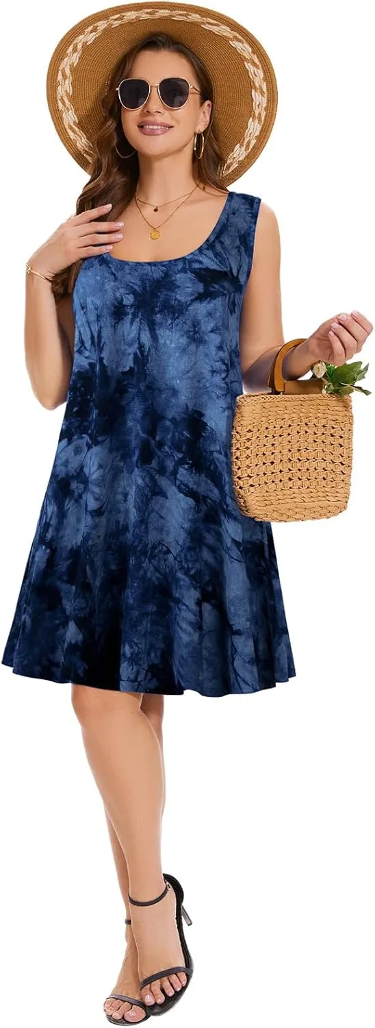 ZENNILO Plus Size Tshirt Dress for Women Casual Summer Dresses Crew Neck Beach Cover Up Sundress with Pockets