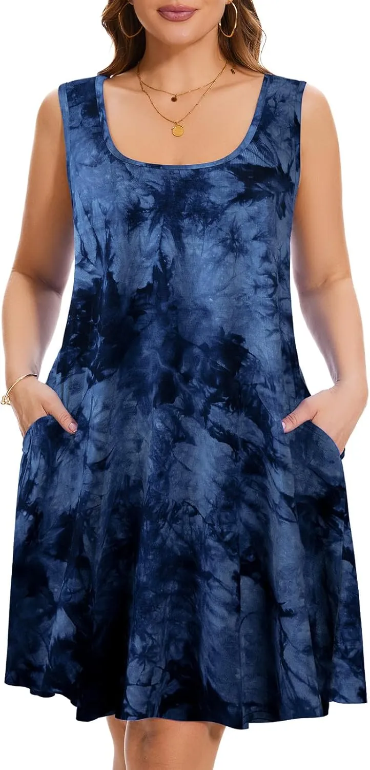 ZENNILO Plus Size Tshirt Dress for Women Casual Summer Dresses Crew Neck Beach Cover Up Sundress with Pockets