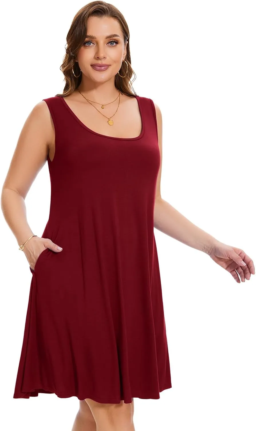ZENNILO Plus Size Tshirt Dress for Women Casual Summer Dresses Crew Neck Beach Cover Up Sundress with Pockets
