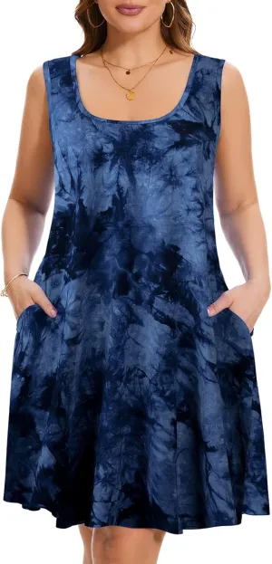 ZENNILO Plus Size Tshirt Dress for Women Casual Summer Dresses Crew Neck Beach Cover Up Sundress with Pockets