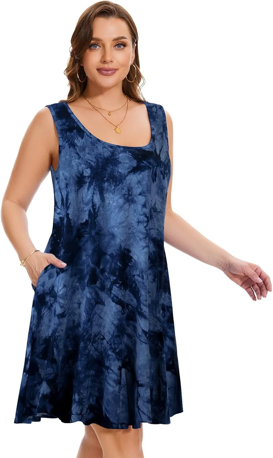 ZENNILO Plus Size Tshirt Dress for Women Casual Summer Dresses Crew Neck Beach Cover Up Sundress with Pockets