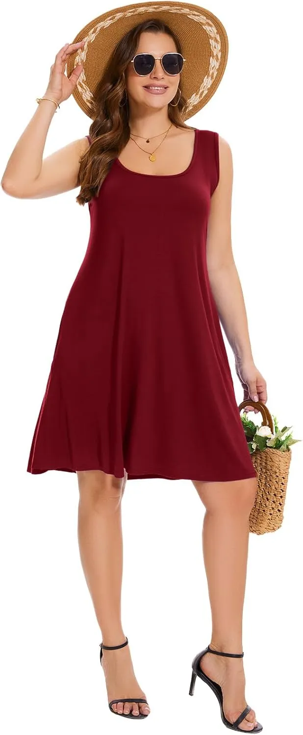 ZENNILO Plus Size Tshirt Dress for Women Casual Summer Dresses Crew Neck Beach Cover Up Sundress with Pockets